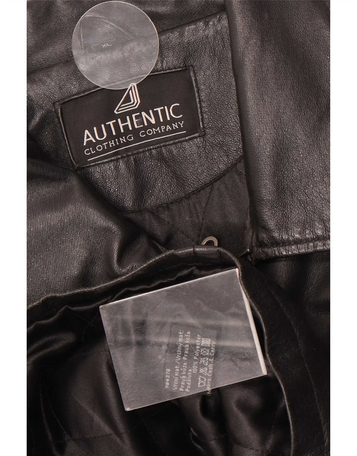 Authentic Mens Leather Jacket UK 42 XL Black Leather