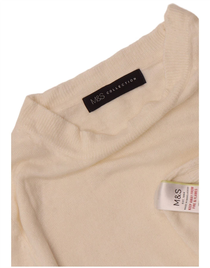 Marks & Spencer Womens Boat Neck Jumper Sweater UK 8 Small Off White