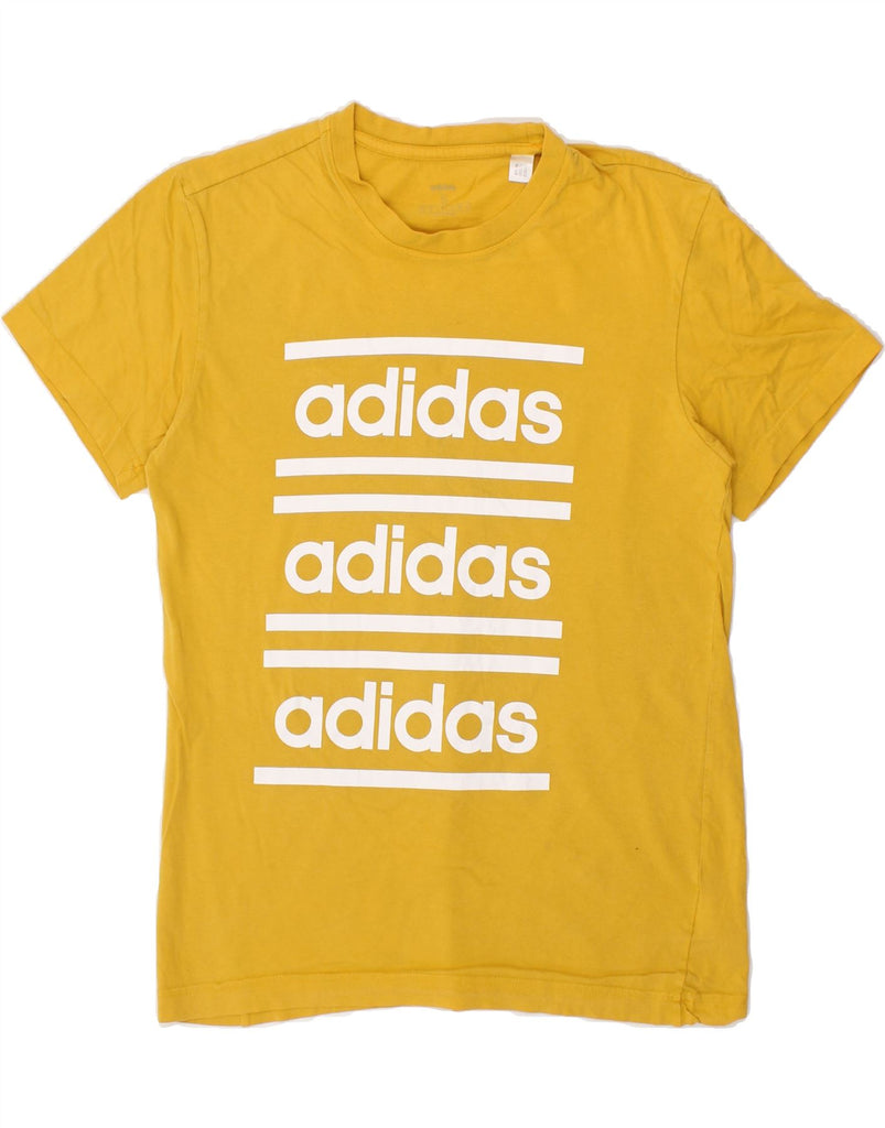 ADIDAS Mens Graphic T-Shirt Top Small Yellow Cotton Vintage Adidas and Second-Hand Adidas from Messina Hembry 