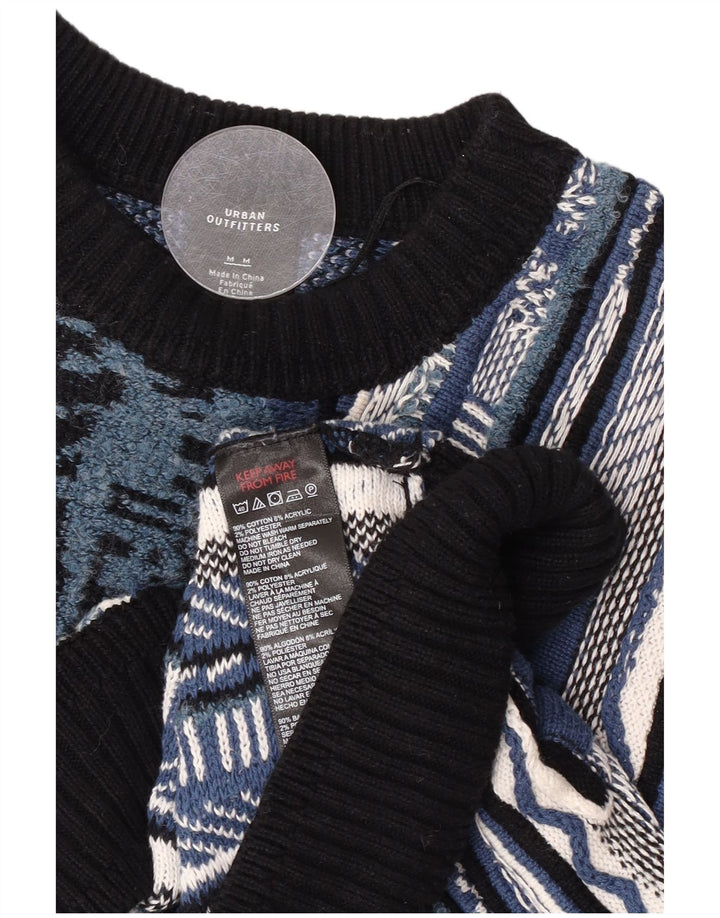 Urban Outfitters Mens Abstract Pattern Crew Neck Jumper Sweater Medium Blue
