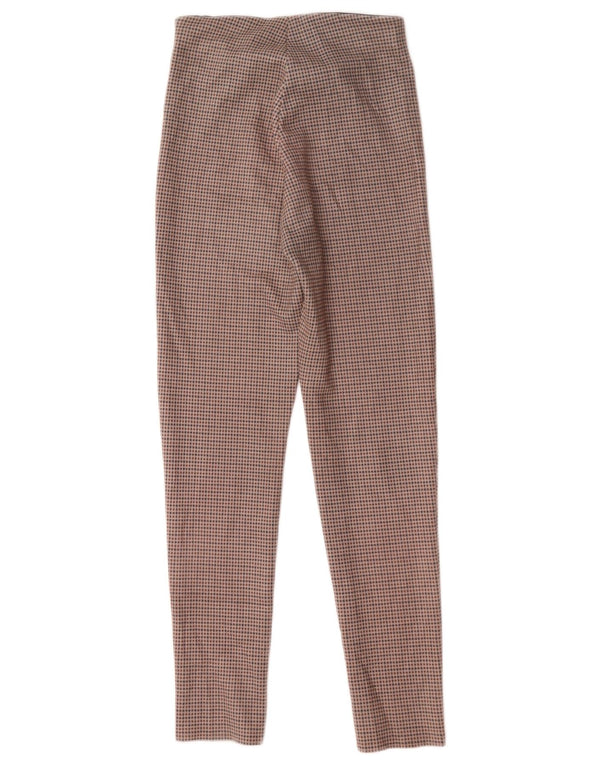 Zara Womens Skinny Casual Trousers XS W24 L27 Brown Houndstooth