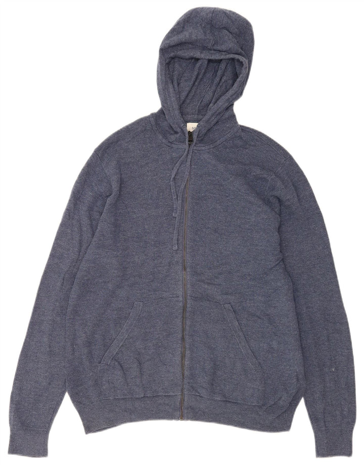 Marks & Spencer Mens Hooded Cardigan Sweater Medium Blue Cotton