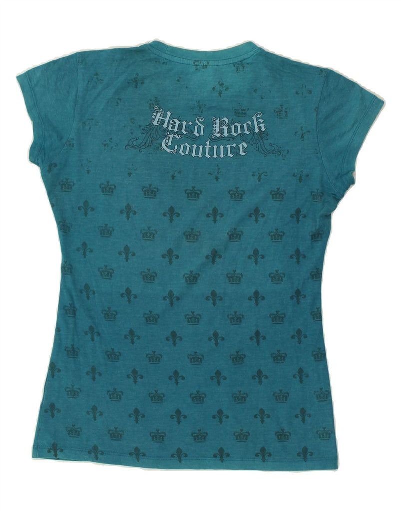 HARD ROCK CAFE Womens Barcelona Graphic T-Shirt Top UK 8 Small Blue Cotton | Vintage Hard Rock Cafe | Thrift | Second-Hand Hard Rock Cafe | Used Clothing | Messina Hembry 