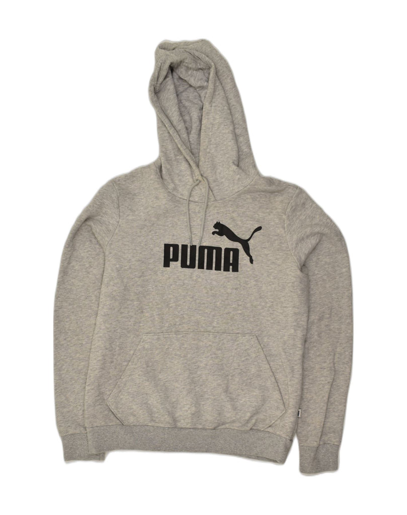 PUMA Womens Graphic Hoodie Jumper UK 14 Large Grey Cotton | Vintage Puma | Thrift | Second-Hand Puma | Used Clothing | Messina Hembry 