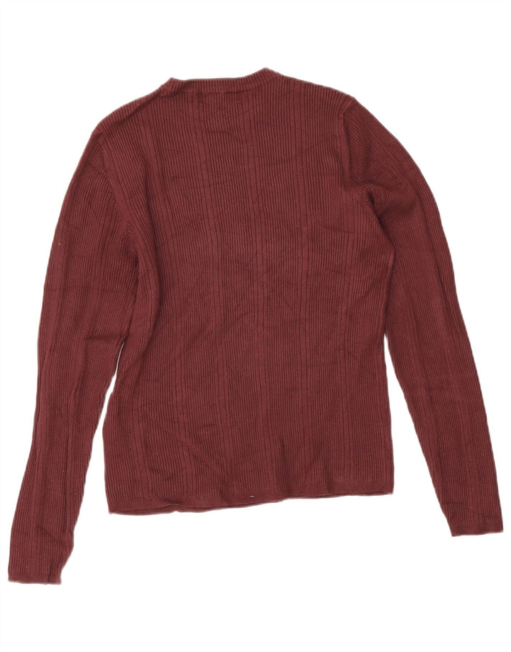 Marks & Spencer Womens Crew Neck Jumper Sweater UK 14 Medium Burgundy
