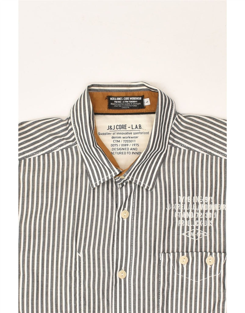 JACK & JONES Mens Graphic Shirt Large Grey Pinstripe Cotton | Vintage Jack & Jones | Thrift | Second-Hand Jack & Jones | Used Clothing | Messina Hembry 