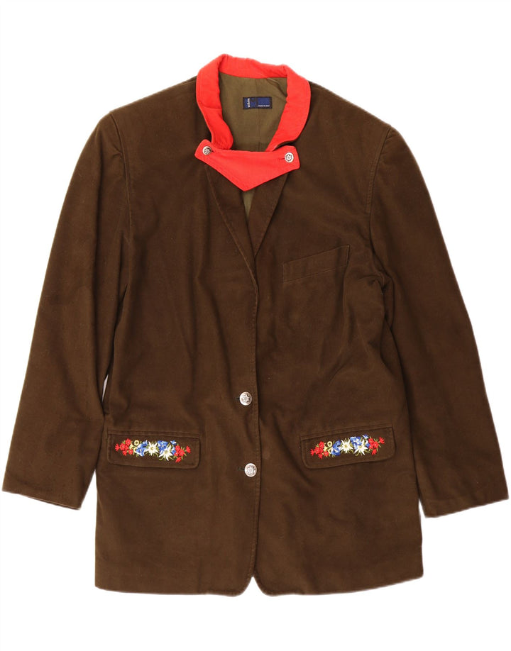 MILA SCHON Womens Loose Fit Blazer Jacket IT 46 Large Brown Floral Vintage Mila Schon and Second-Hand Mila Schon from Messina Hembry 