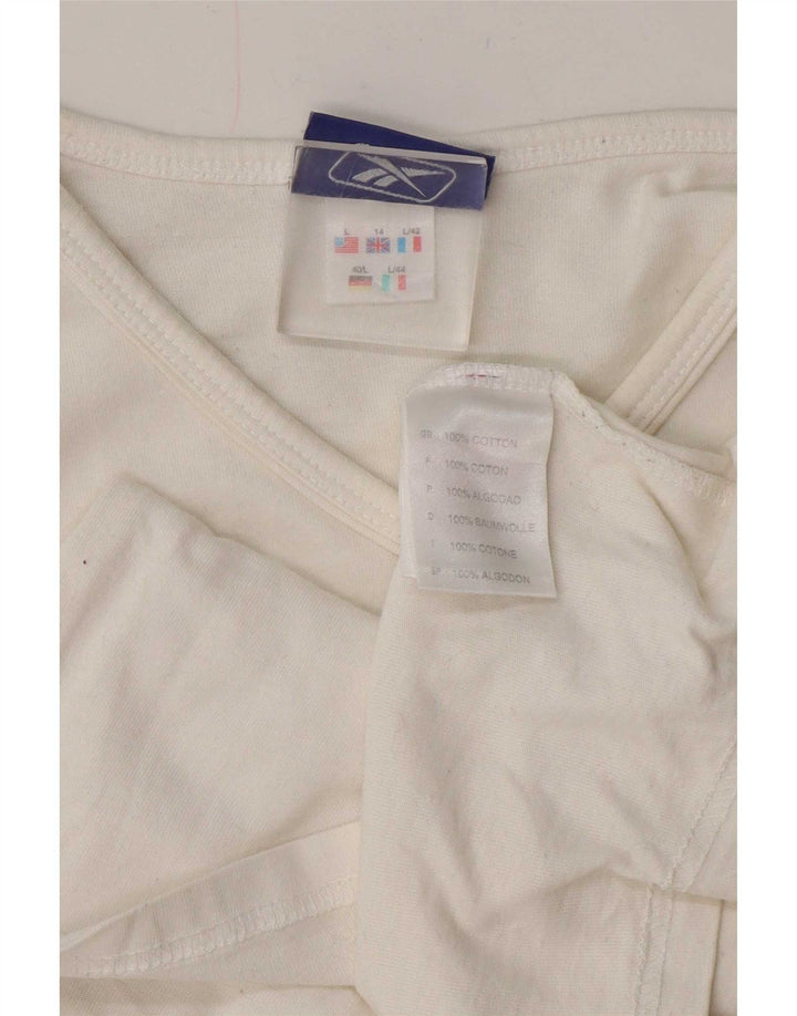 Reebok Womens T-Shirt Top UK 14 Large White Cotton