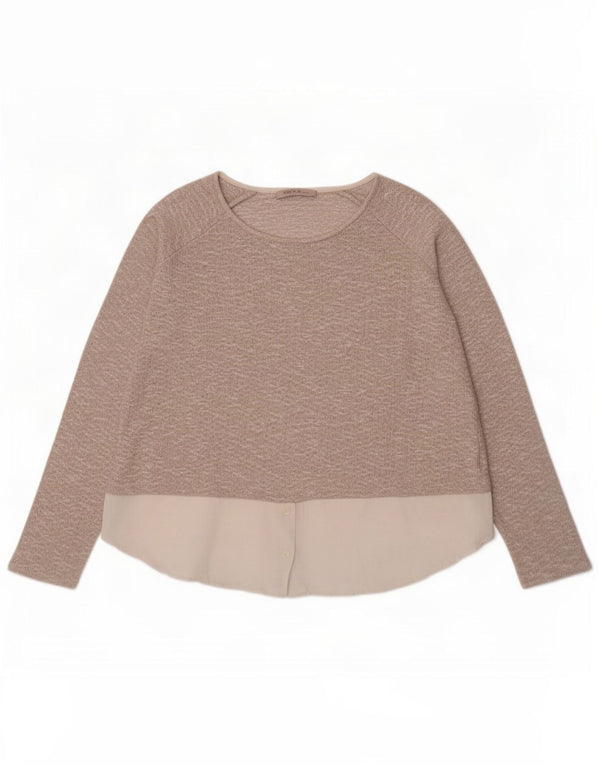 Marks & Spencer Womens Boat Neck Jumper Sweater UK 18 XL Beige Colourblock