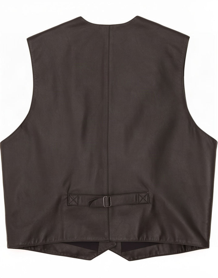 Vintage Mens Leather Waistcoat UK 42 XL Black