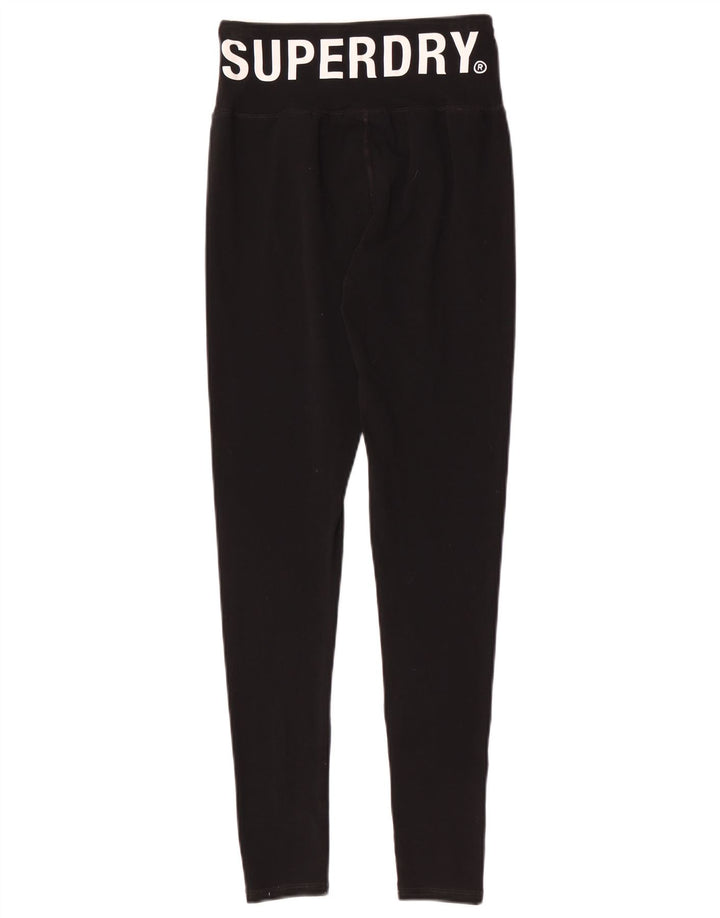 Superdry Womens Graphic Leggings UK 8 Small Black Cotton