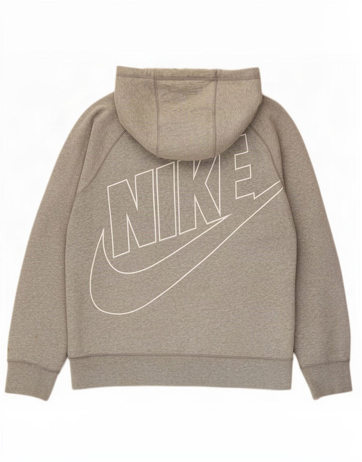 Nike Mens Graphic Zip Hoodie Sweater Large Grey Cotton