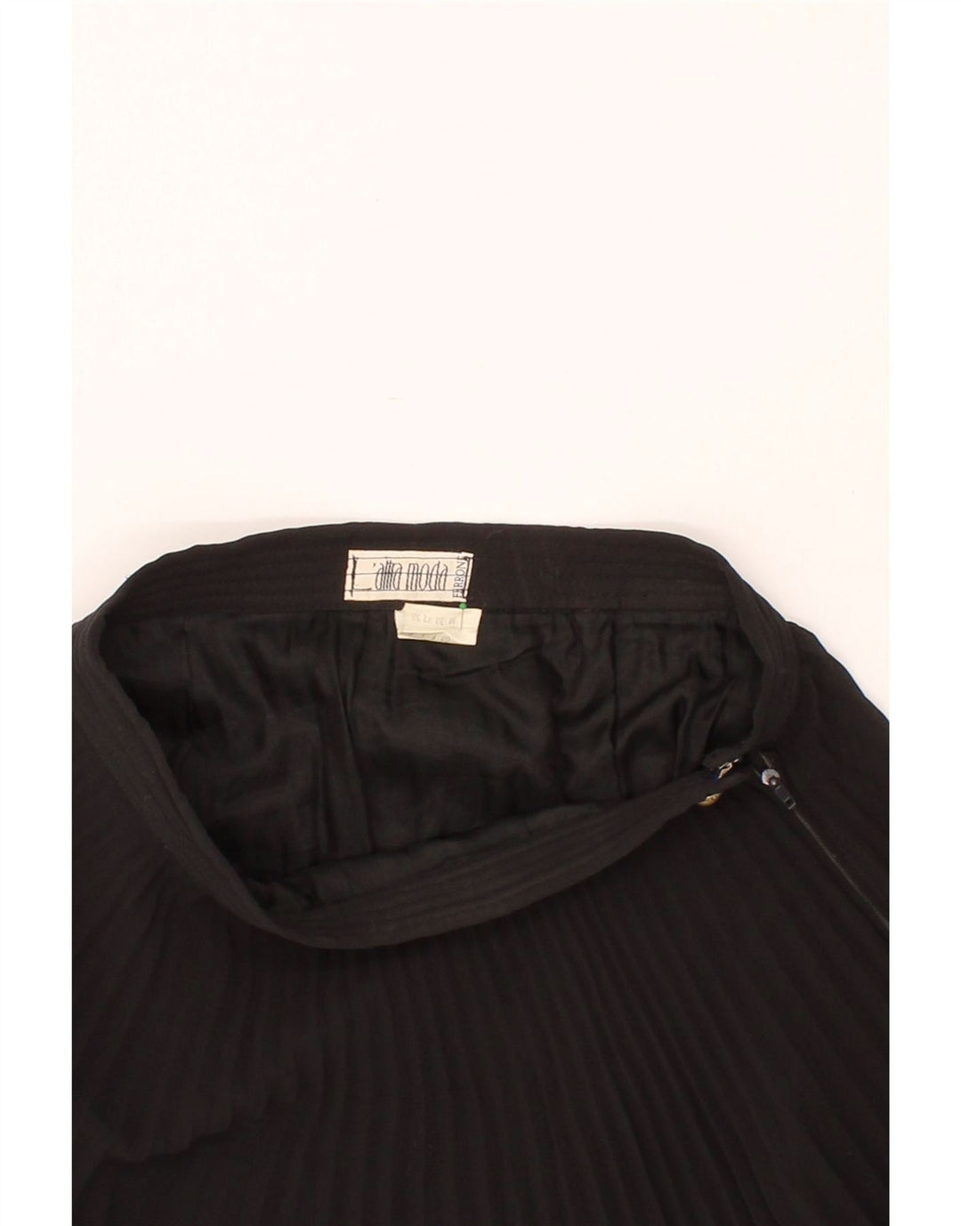 L'ALTRA MODA Womens Pleated Skirt UK 10 Small W26  Black Vintage L'altra Moda and Second-Hand L'altra Moda from Messina Hembry 