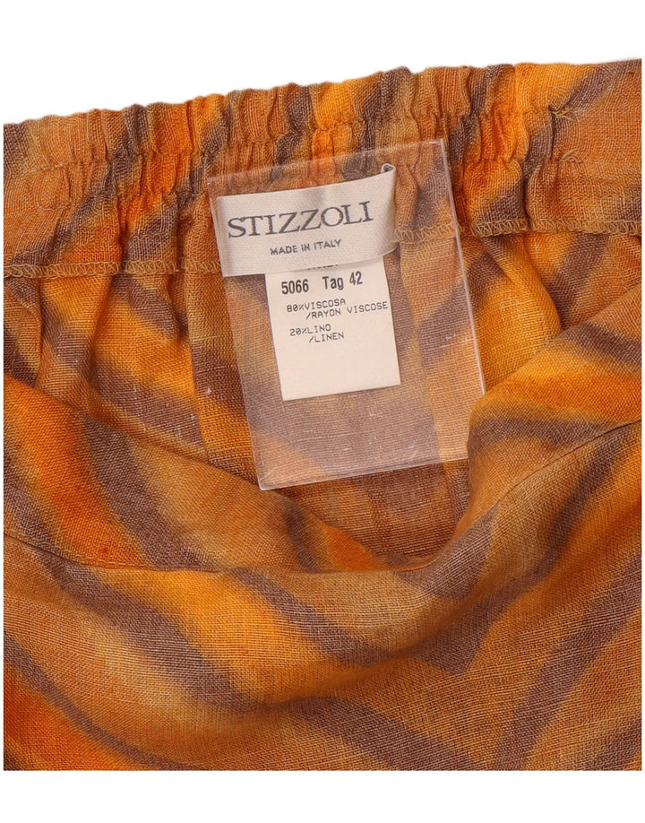 STIZZOLI Womens A-Line Skirt IT 42 Medium W28 Orange Striped Viscose