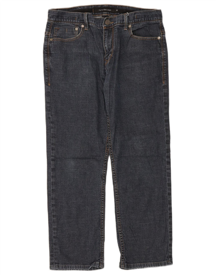 Calvin Klein Mens Straight Jeans W32 L26 Navy Blue Cotton