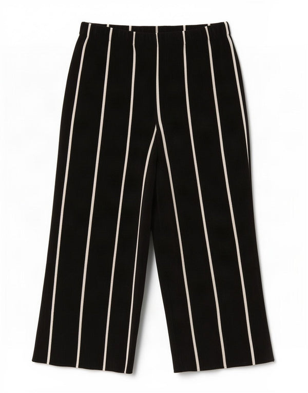 Zara Womens Cullotes Capri Trousers Small W26 L22 Black Striped