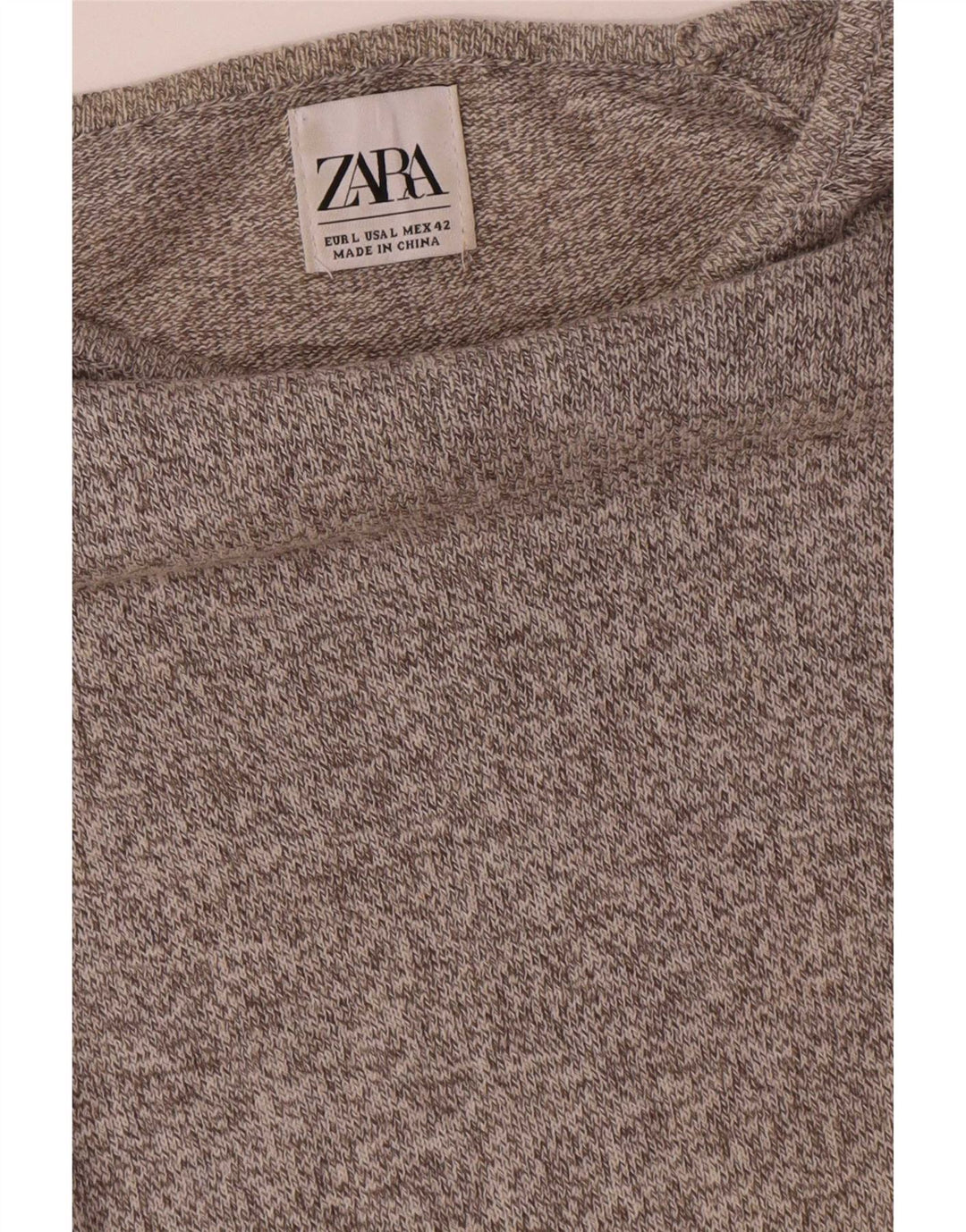 Zara Mens Top Long Sleeve Large Grey Flecked