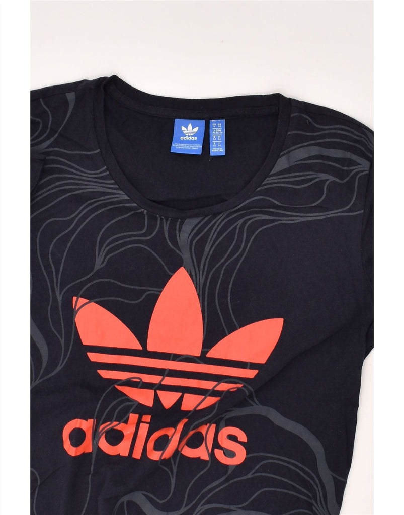 ADIDAS Womens Graphic T-Shirt Top UK 6 XS Navy Blue Cotton | Vintage Adidas | Thrift | Second-Hand Adidas | Used Clothing | Messina Hembry 