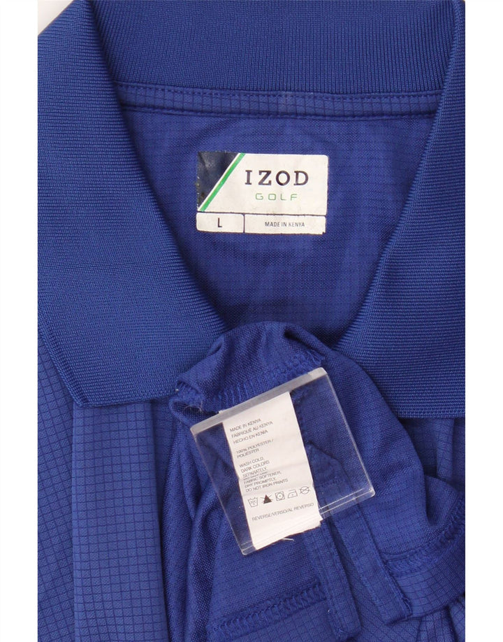 Izod Mens Polo Shirt Large Blue Polyester