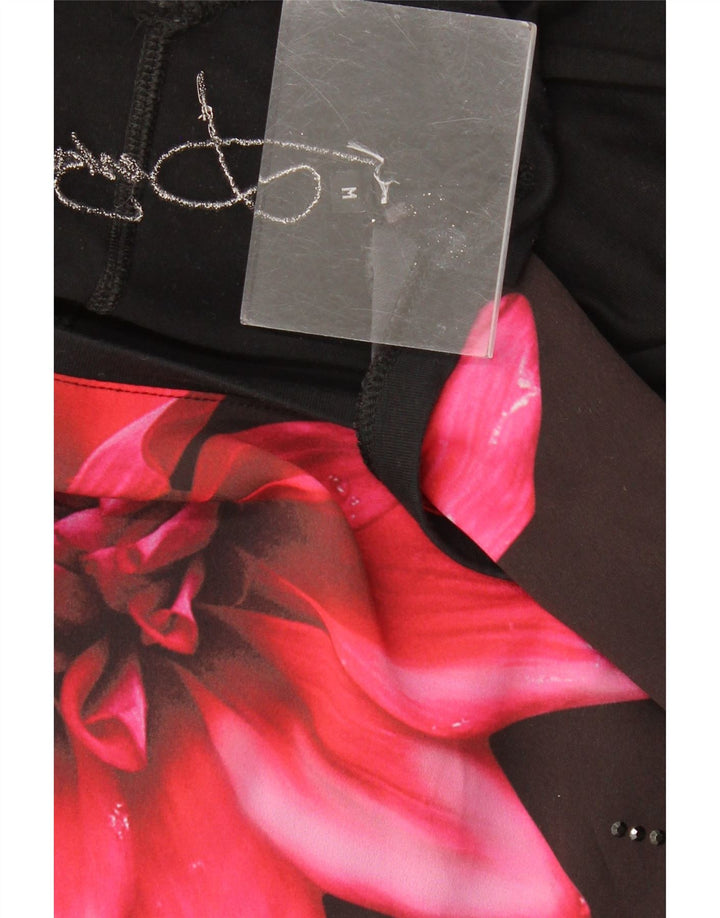 DESIGUAL Womens Oversized Graphic T-Shirt Top UK 14 Medium Black Floral