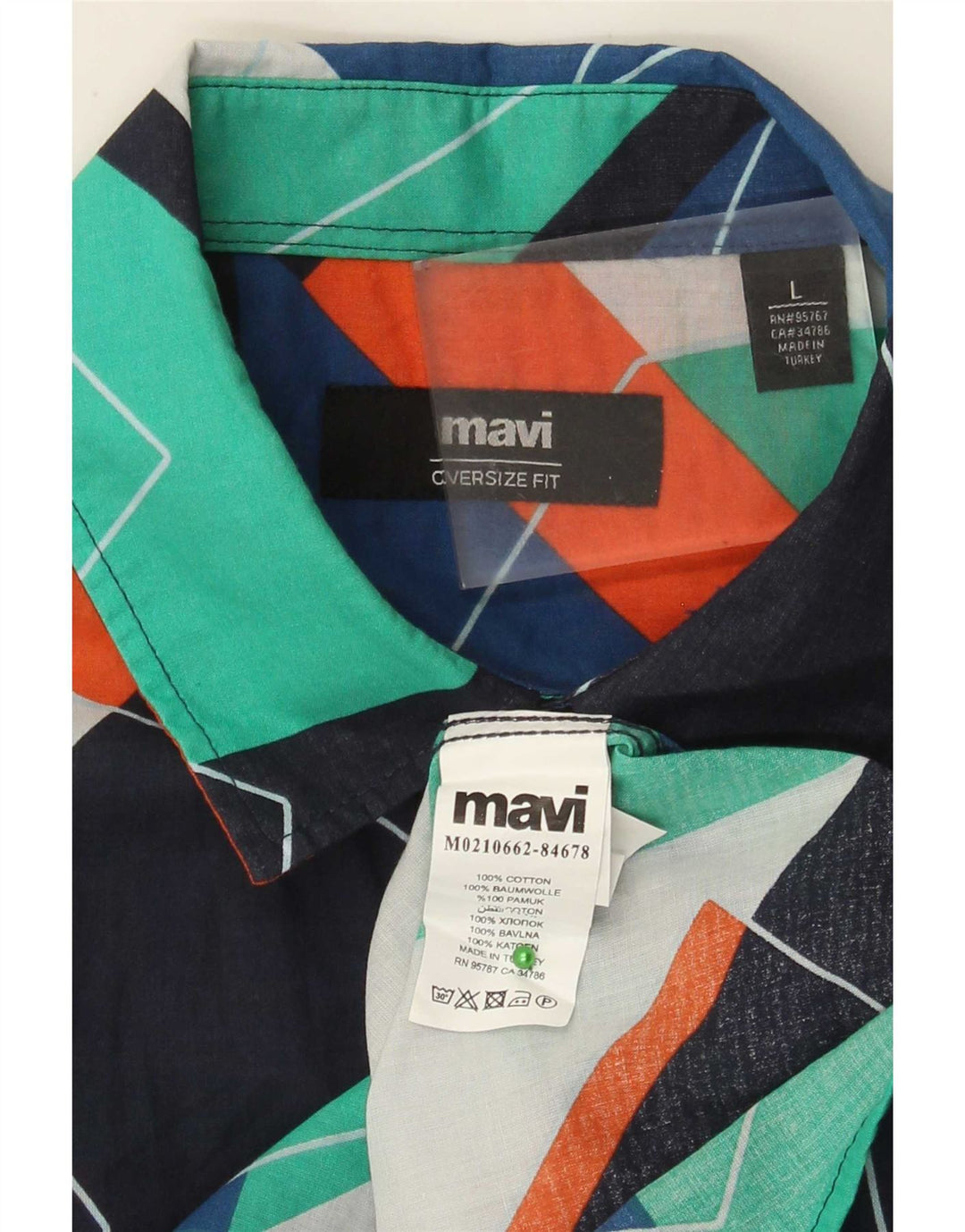 Mavi Mens Graphic Short Sleeve Shirt Large Multicoloured Geometric Cotton
