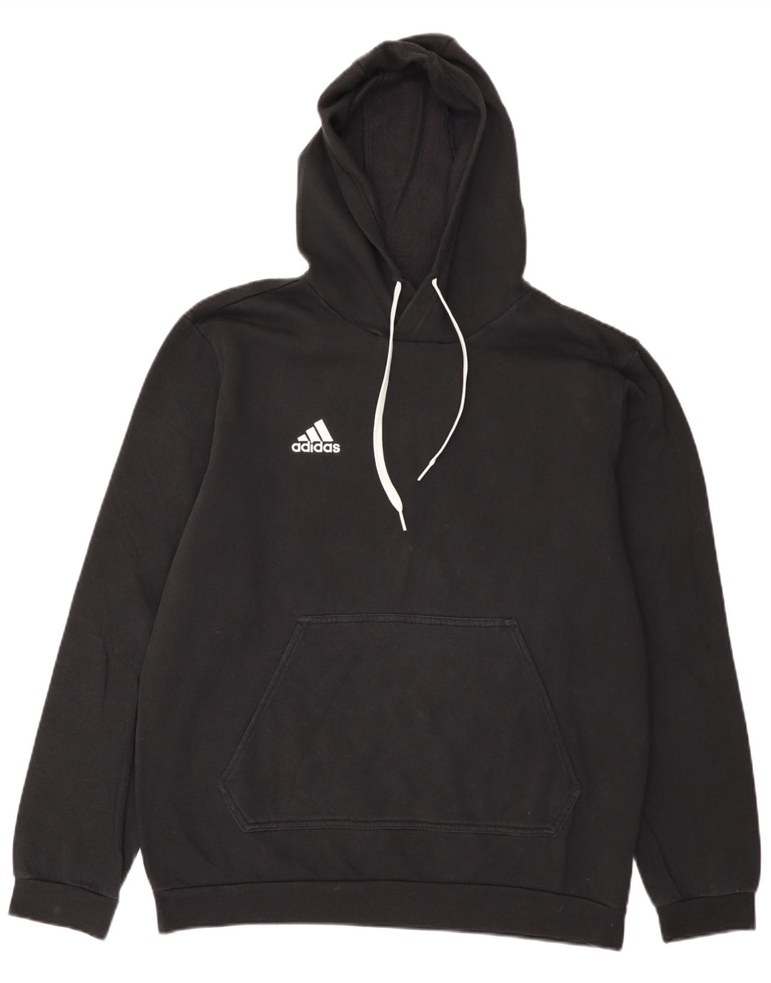 Adidas Mens Hoodie Jumper Large Black Cotton