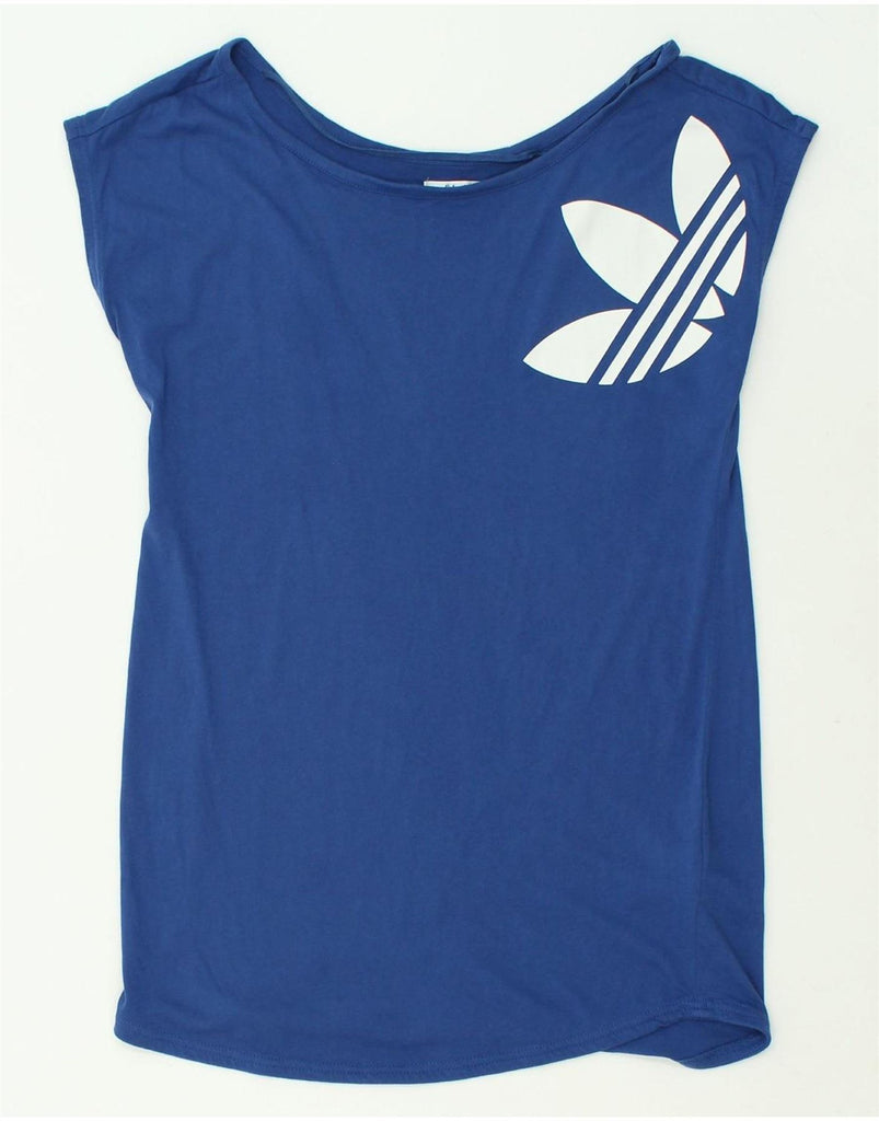 ADIDAS Womens Graphic T-Shirt Top EU 40 Medium Blue Cotton | Vintage Adidas | Thrift | Second-Hand Adidas | Used Clothing | Messina Hembry 