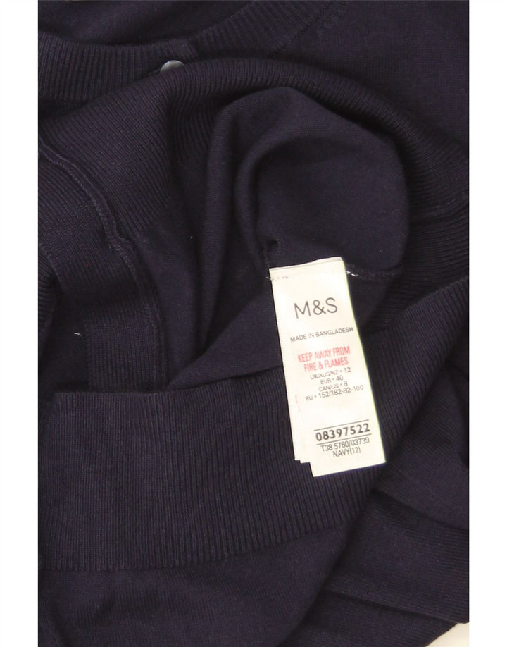 Marks & Spencer Womens Cardigan Sweater UK 12 Medium Navy Blue Viscose