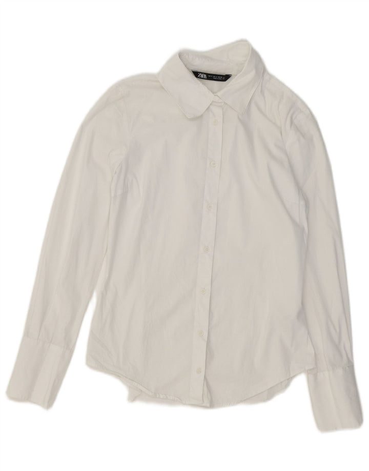 ZARA Womens Formal Shirt UK 10 Small White Cotton