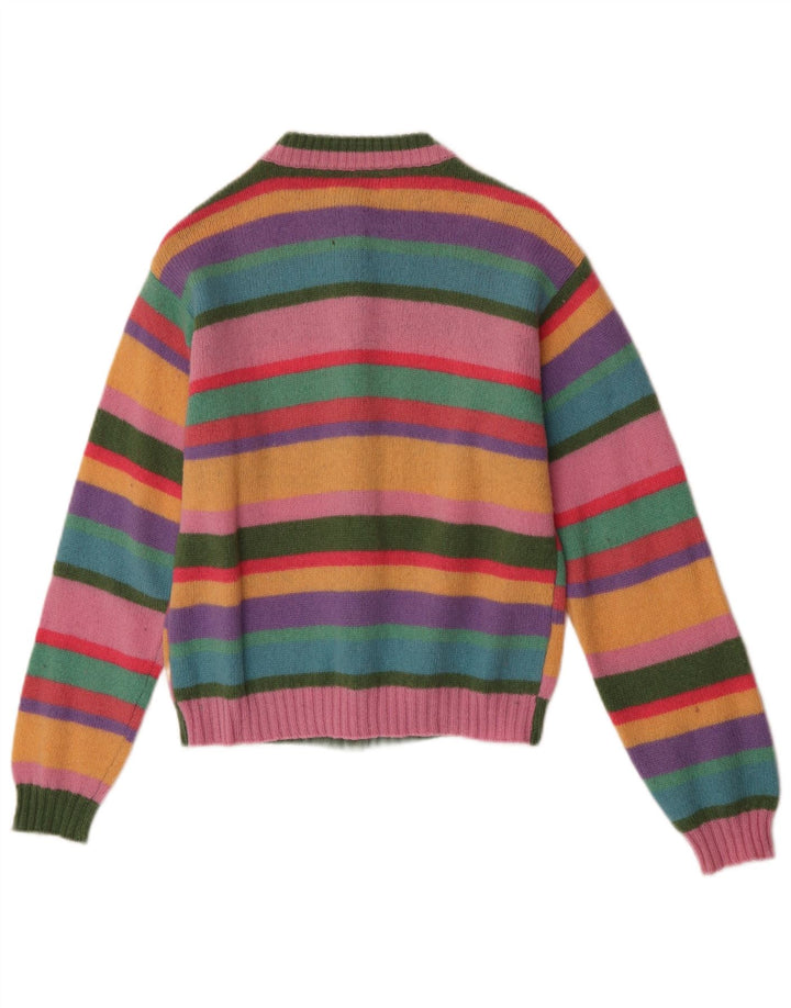 Benetton Womens Cardigan Sweater UK 10 Small Multicoloured Striped Wool