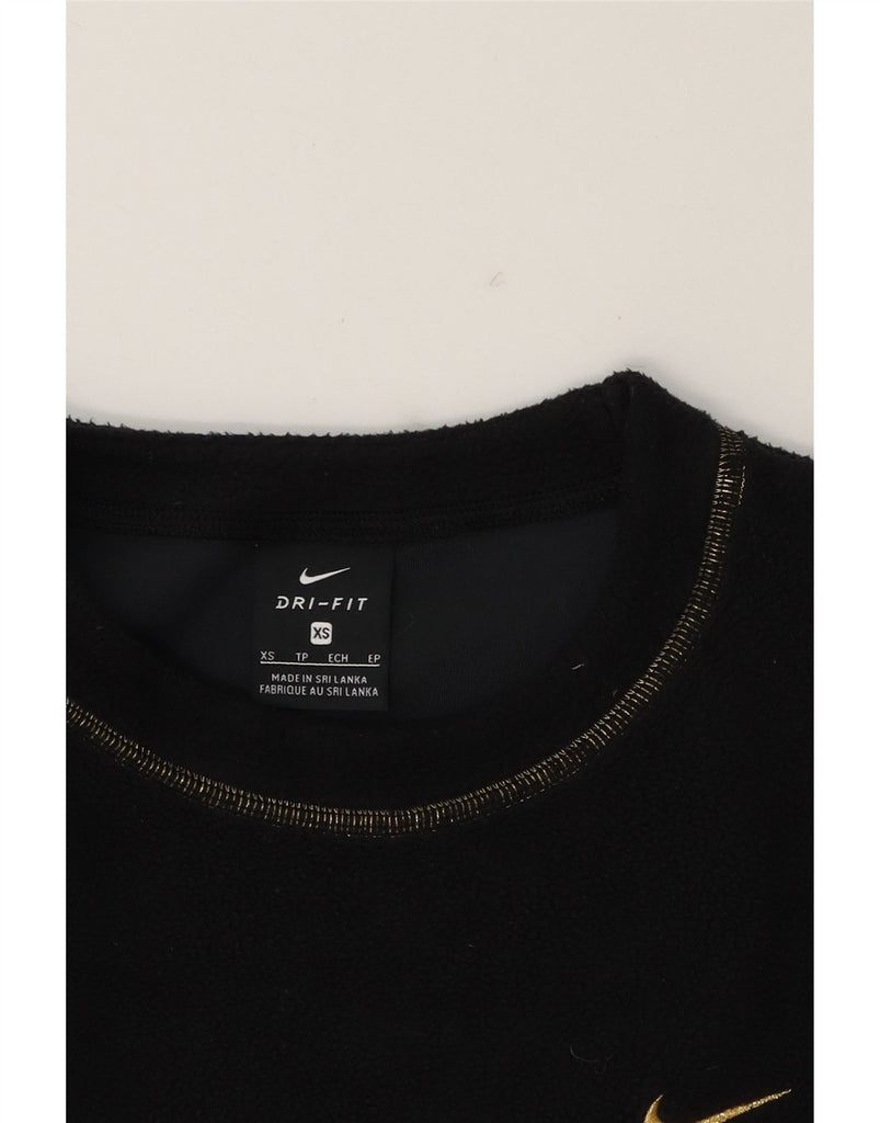 NIKE Womens Dri Fit Crop Fleece Jumper UK 6 XS Black Polyester Vintage Nike and Second-Hand Nike from Messina Hembry 