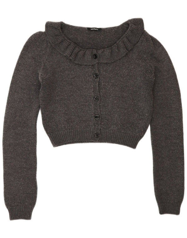 Max & Co. Womens Crop Cardigan Sweater UK 12 Medium Grey Wool
