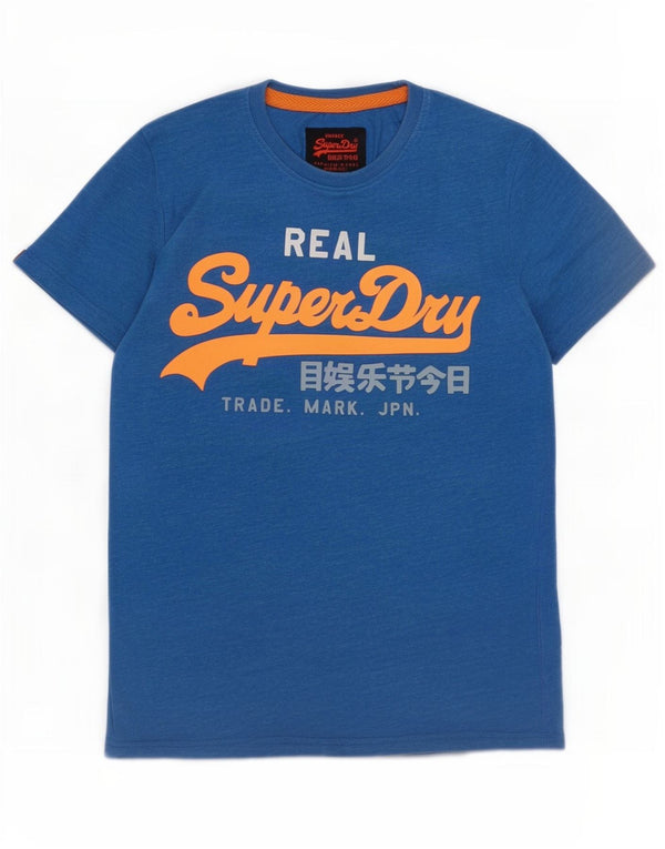 Superdry Mens Graphic T-Shirt Top Medium Blue Cotton