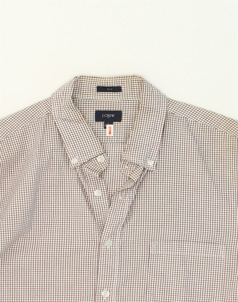 J. CREW Mens Slim Fit Shirt Large Beige Check Cotton | Vintage J. Crew | Thrift | Second-Hand J. Crew | Used Clothing | Messina Hembry 