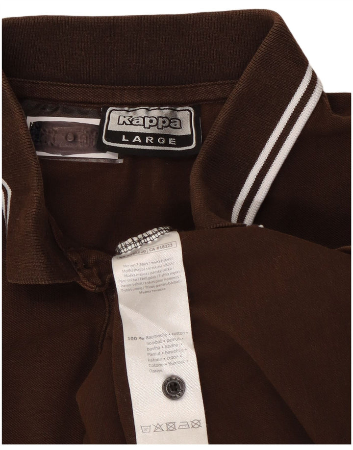 Kappa Mens Polo Shirt Large Brown Striped Cotton