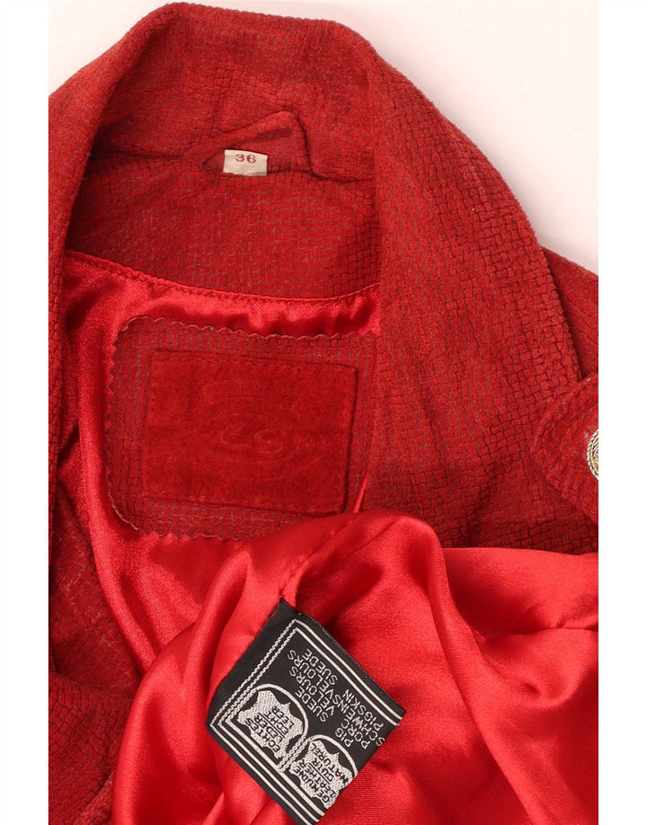 Vintage Womens Suede Jacket EU 36 Small Red Leather
