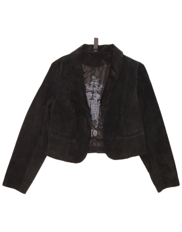 Vintage Womens Suede Bolero Jacket IT 40 Small Black