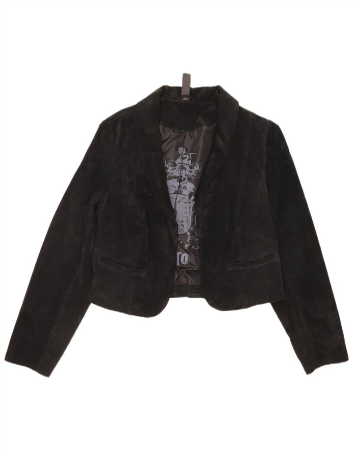 Vintage Womens Suede Bolero Jacket IT 40 Small Black