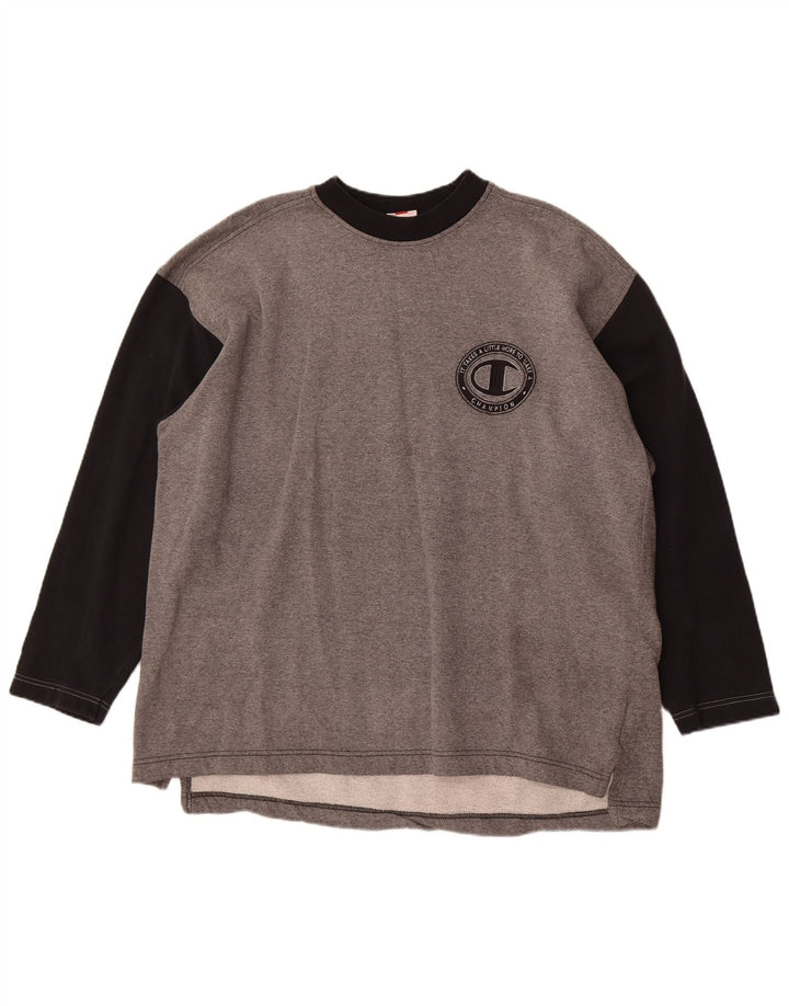 Champion Mens Sweatshirt Jumper XL Grey Colourblock Cotton