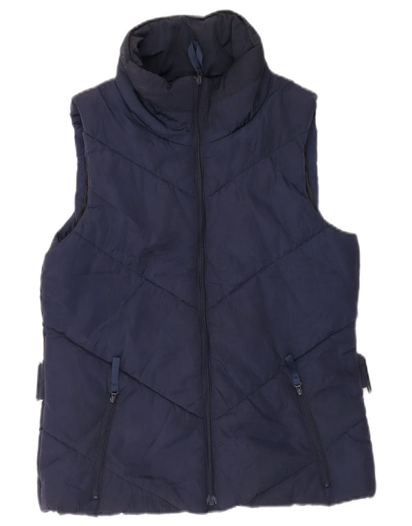 Zara Womens Padded Gilet UK 12 Medium Navy Blue Polyester