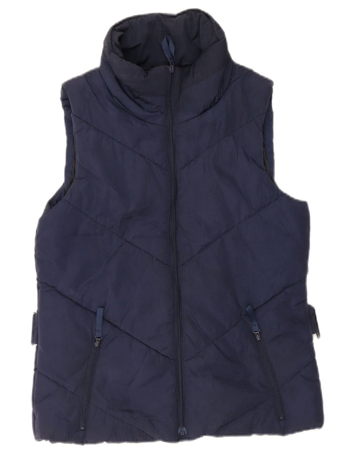 Zara Womens Padded Gilet UK 12 Medium Navy Blue Polyester