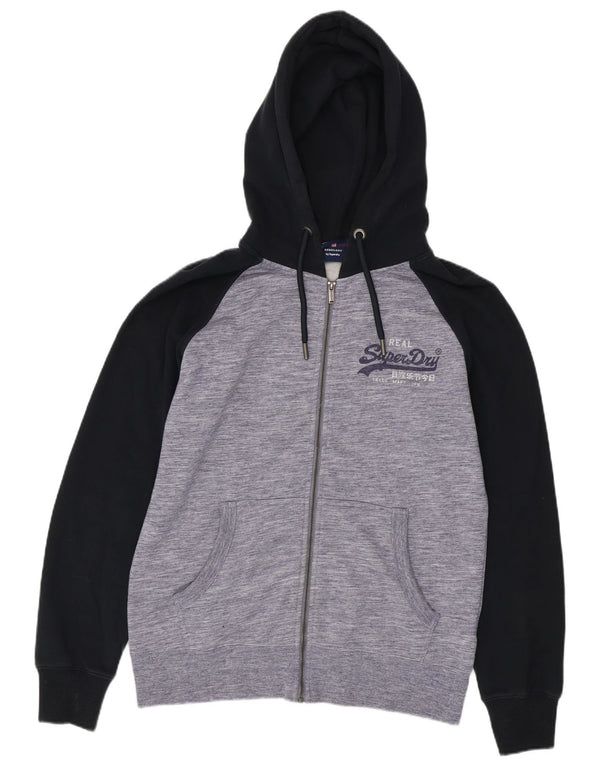 Superdry Mens Zip Hoodie Sweater XL Blue Colourblock Cotton