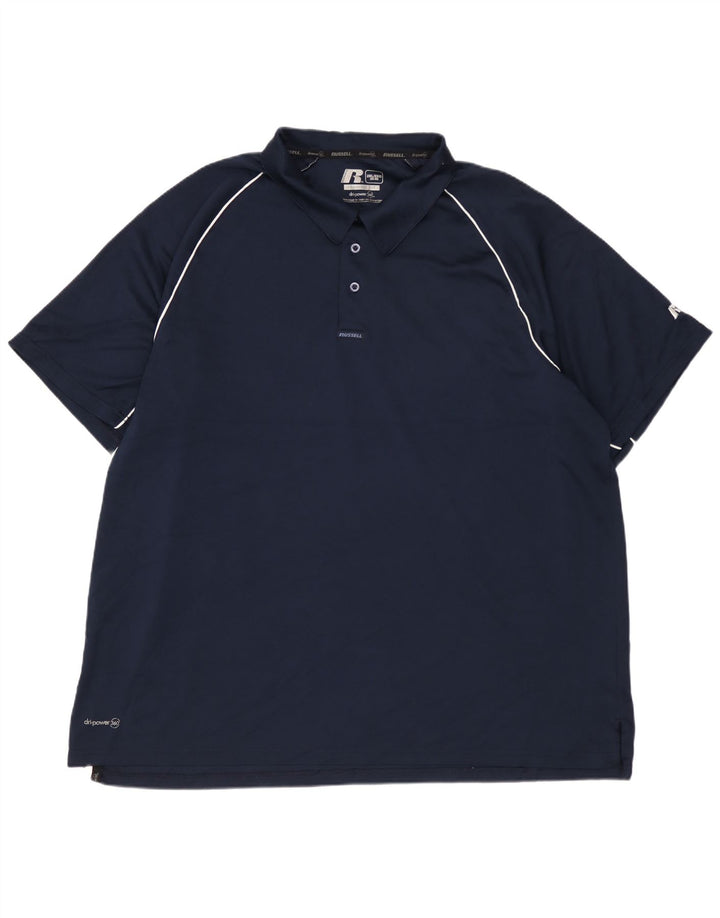 RUSSELL ATHLETIC Mens Polo Shirt UK 50/52 2XL Navy Blue Polyester