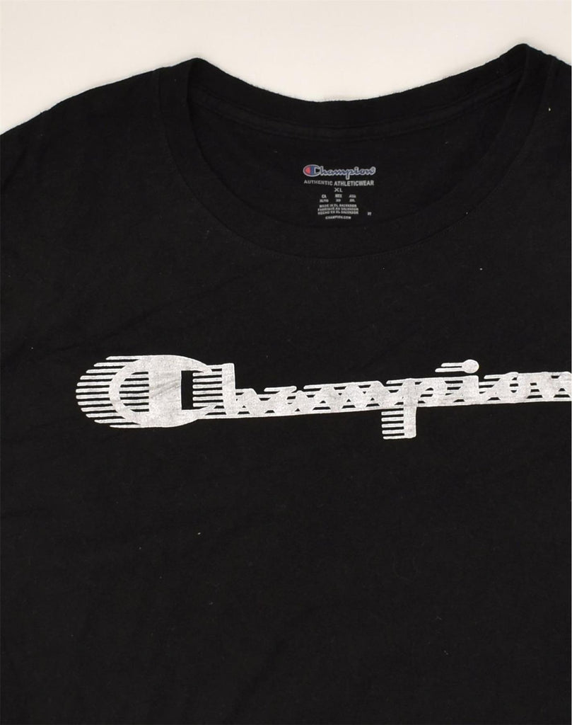 CHAMPION Mens Graphic T-Shirt Top XL Black Cotton | Vintage Champion | Thrift | Second-Hand Champion | Used Clothing | Messina Hembry 