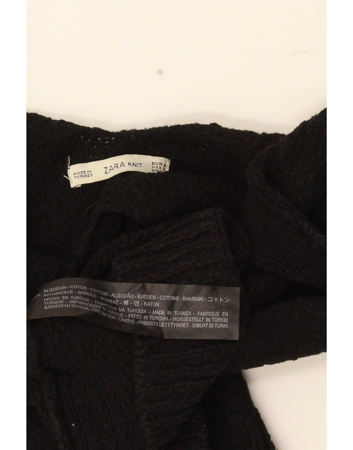 Zara Womens Knit Sleeveless Crop Top UK 12 Medium Black Cotton