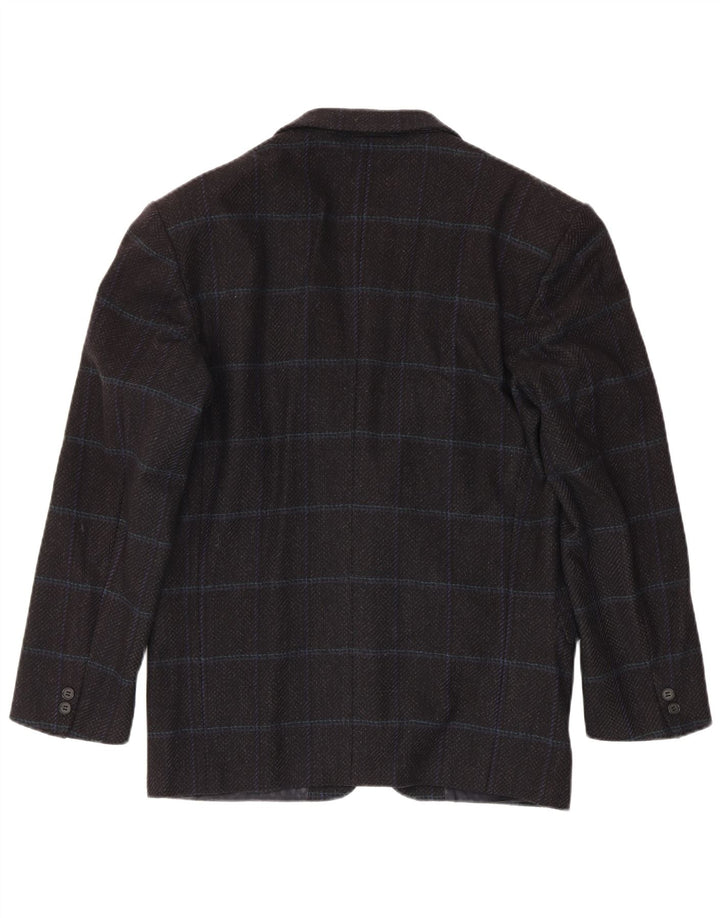 Weekend Mens 2 Button Blazer Jacket IT 48 Medium Black Check Virgin Wool