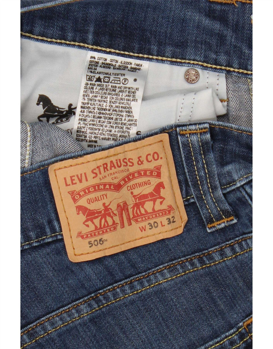 Levi's Womens 506 Straight Jeans W30 L28 Blue Cotton