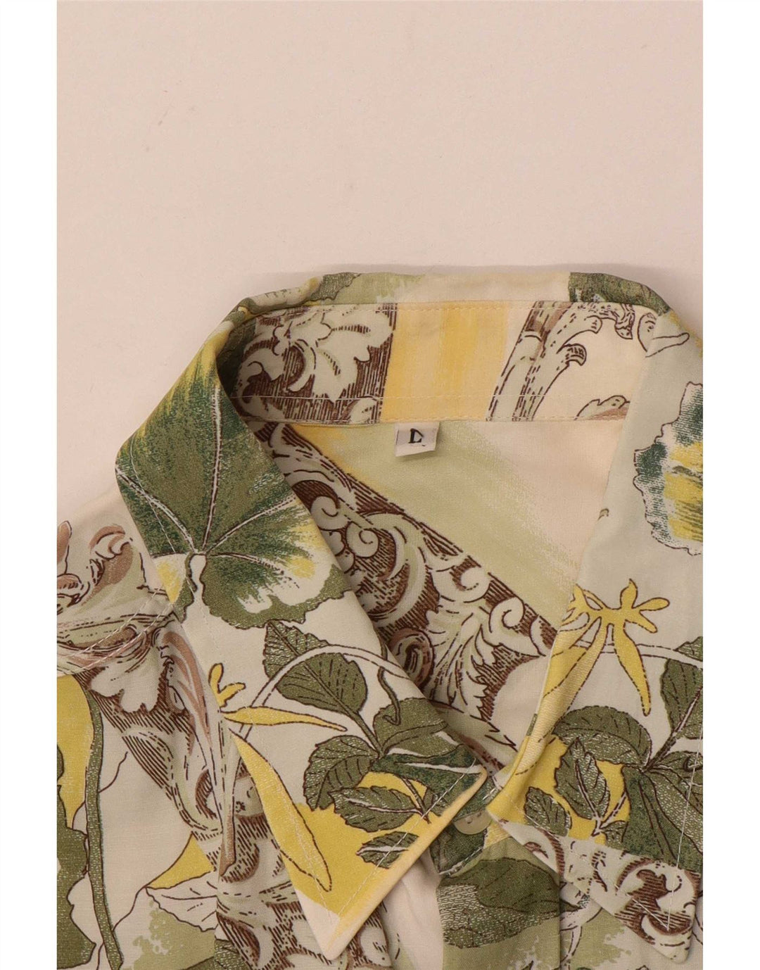 Vintage Mens Shirt Large White Floral