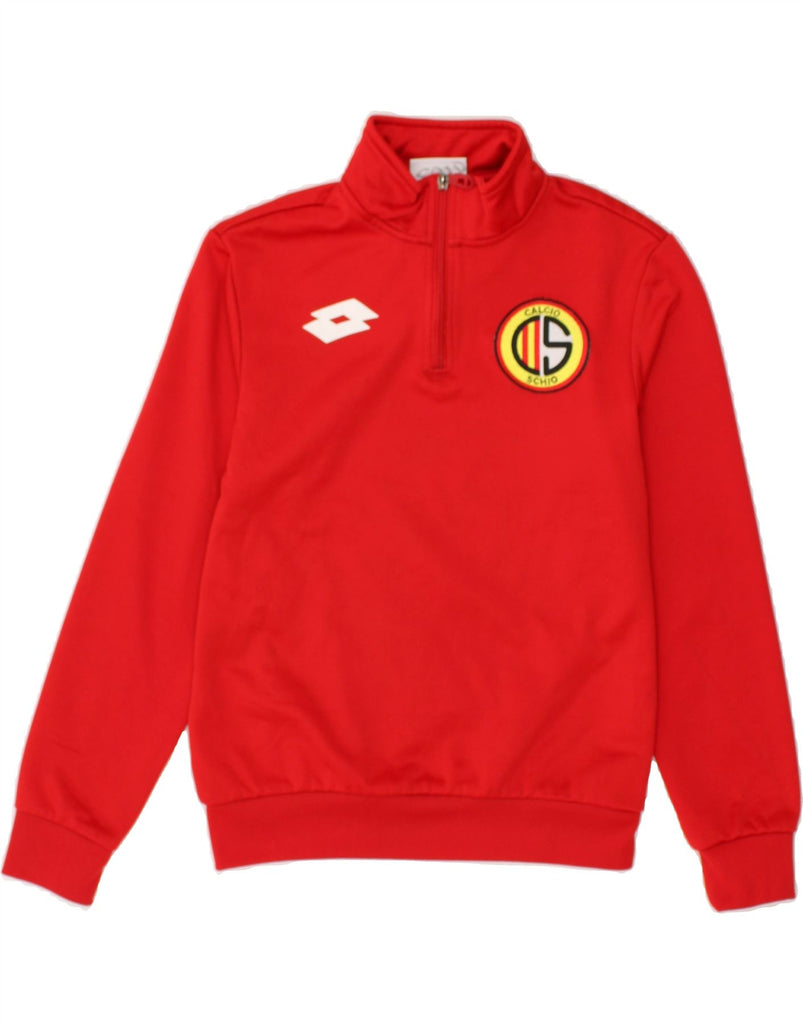 LOTTO Boys Calcio Schio Zip Neck Sweatshirt Jumper 10-11 Years Medium Red | Vintage Lotto | Thrift | Second-Hand Lotto | Used Clothing | Messina Hembry 