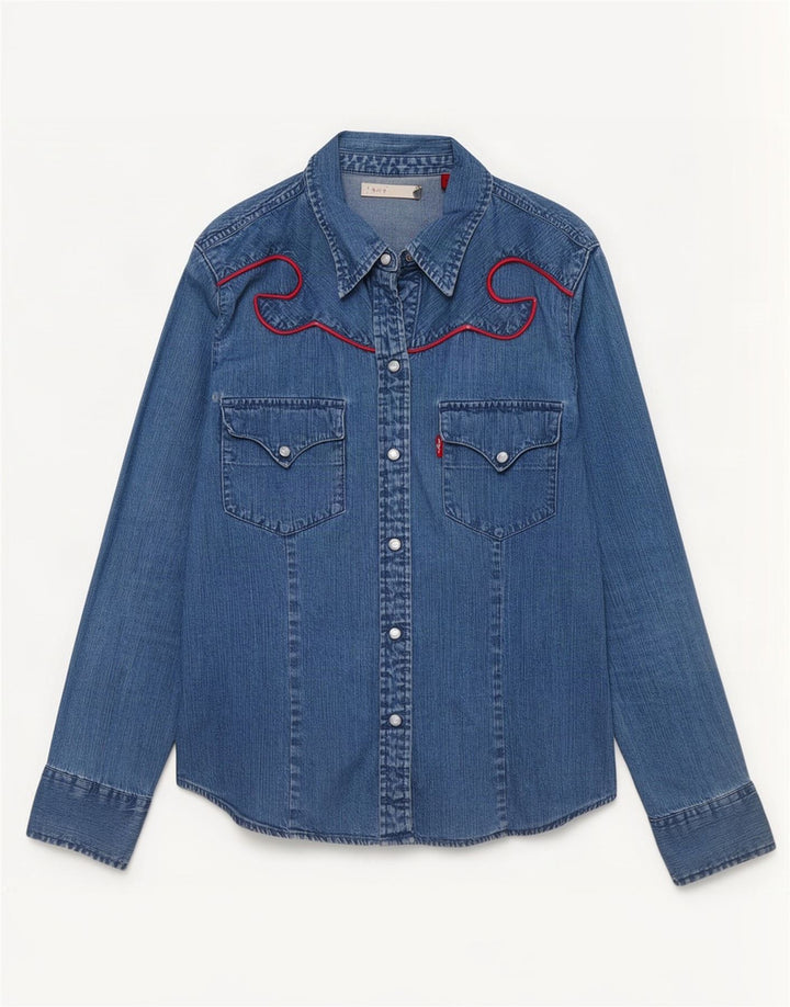 Levi's Womens Denim Shirt UK 10 Small Blue Cotton